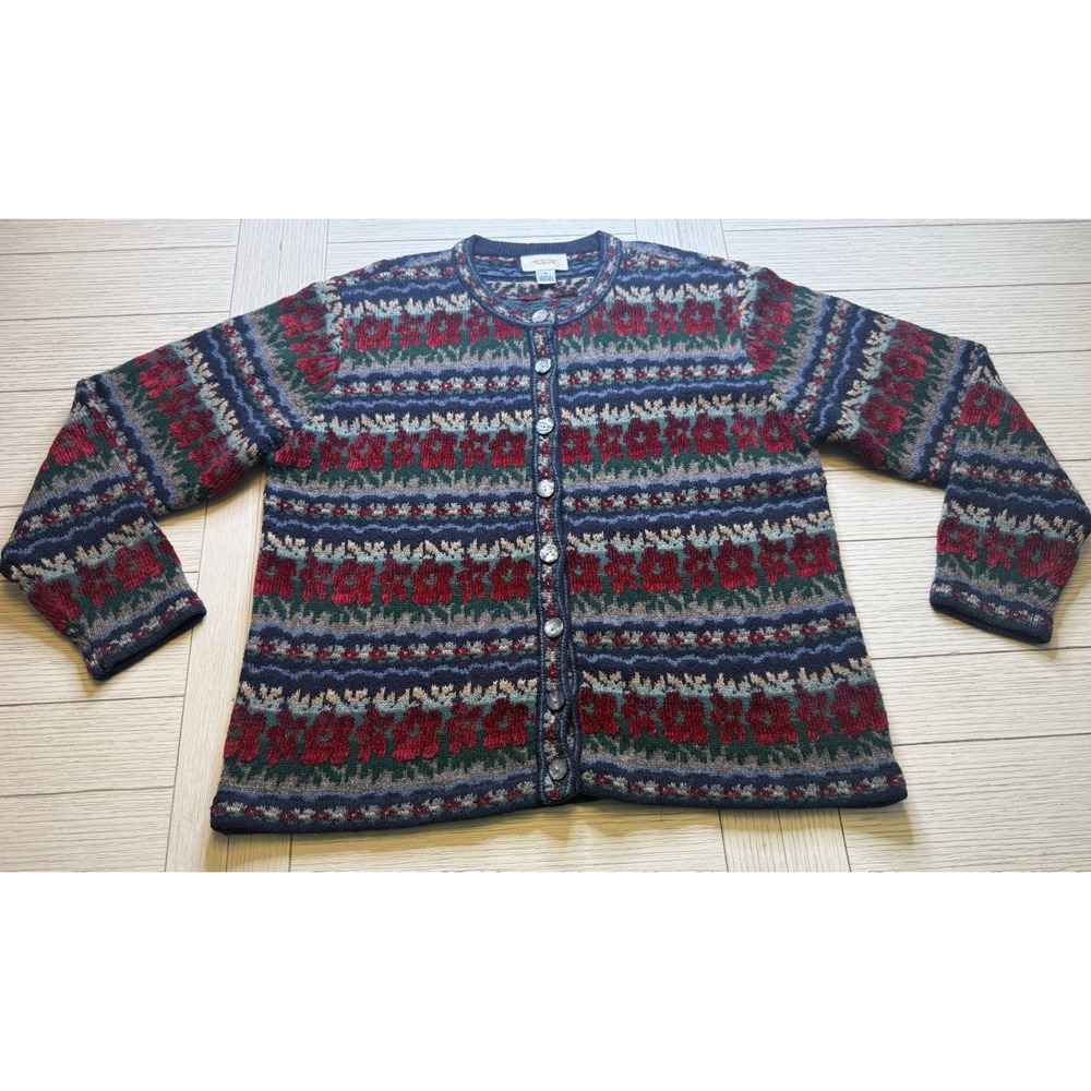 Talbots Vintage Knit‎ Women's Sz M Cardigan Button Up Wool, Silk Blend Sweater